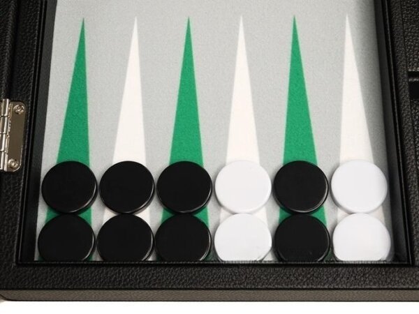 13-inch Premium Backgammon Set - Black with White and Green Points - Image 3