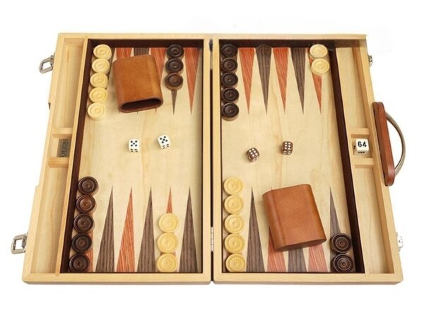 15-inch Wood Backgammon Set - Olive Burl