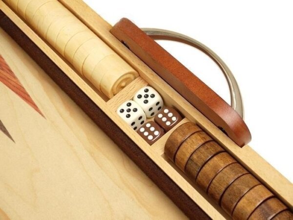 15-inch Wood Backgammon Set - Olive Burl - Image 5