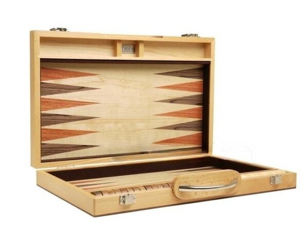 15-inch Wood Backgammon Set - Olive Starburst - Image 2