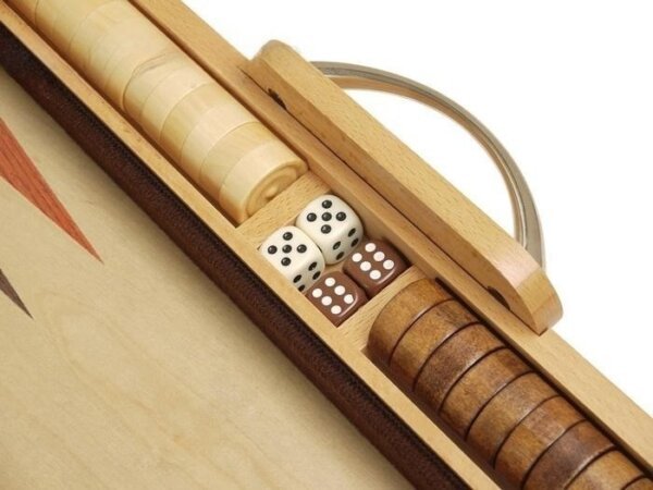 15-inch Wood Backgammon Set - Olive Starburst - Image 4