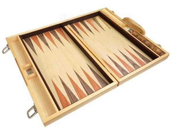15-inch Wood Backgammon Set - Olive Starburst - Image 5
