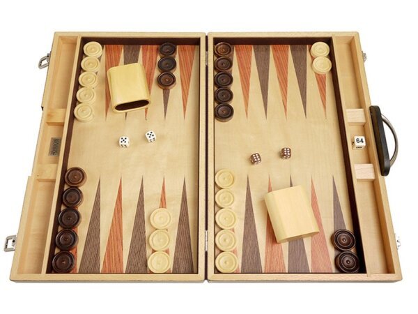 18-inch Wood Backgammon Set - Zebra Wood