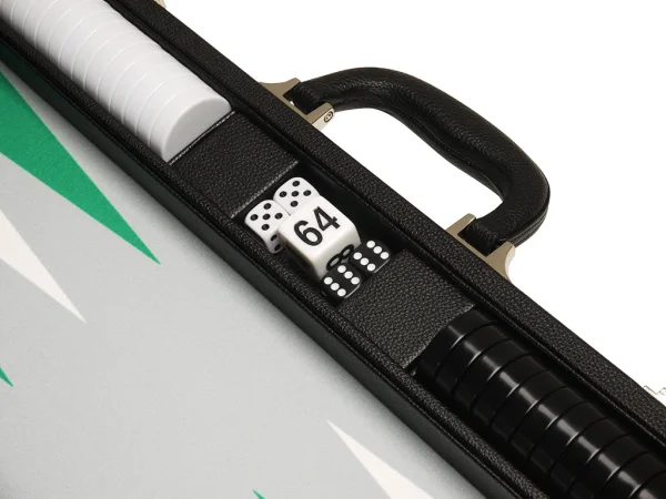 19-inch Premium Backgammon Set - Black with White and Green Points - Image 4
