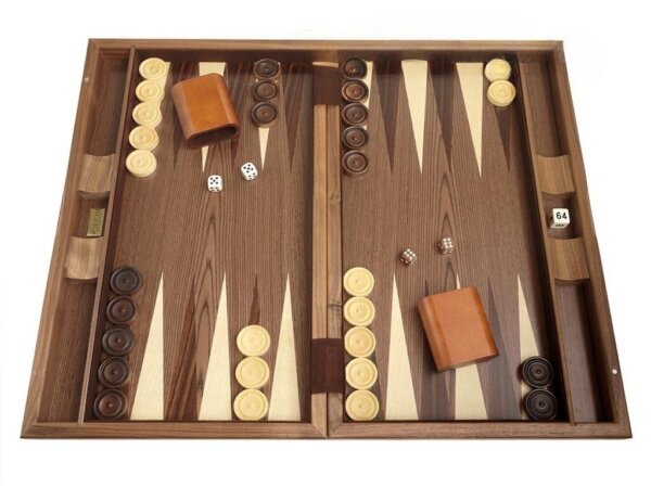 19-inch Wood Backgammon Set - Walnut Inlay