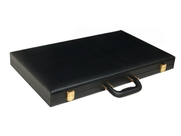 21-inch Leatherette Backgammon Set - Inlaid Velvet Field - Black/Green - Image 2