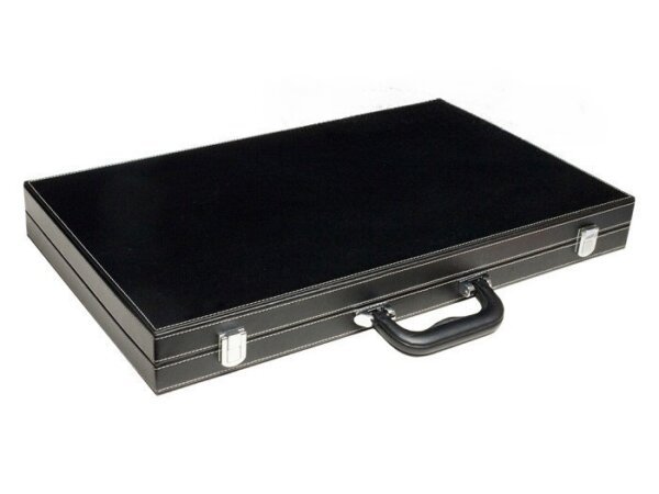 21-inch Tournament Backgammon Set - Inlaid Velvet Field - Black/Grey - Image 5