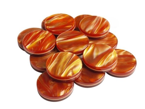 Weighted Backgammon Checkers - Pearled - Amber - (1 3/4 in. Dia) - Roll of 15