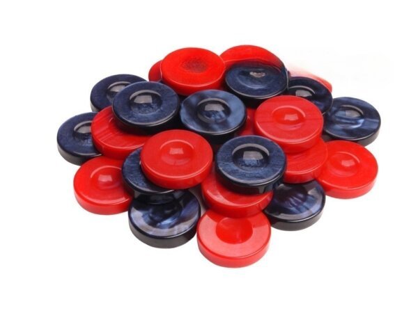 Backgammon Checkers - High Gloss Acrylic - Blue & Red (1 1/2in. Dia.) - Set of 30