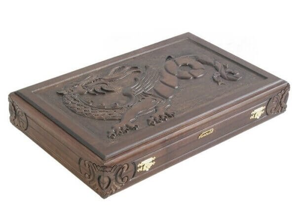 Carved Maple Backgammon Set with Racks - Dragon - Image 5