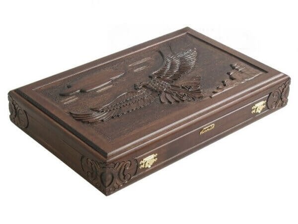 Carved Maple Backgammon Set with Racks - Eagle - Image 5