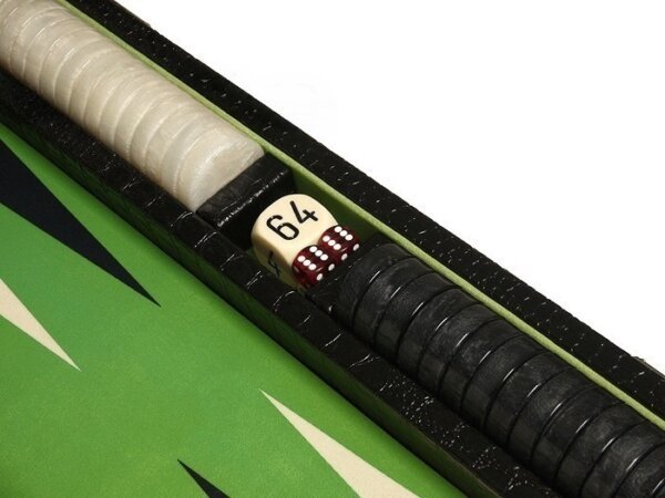 GammonVillage Tournament Backgammon Set - Champion Class - Black with Green Field - Image 4