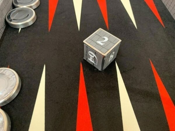 Championship Size Backgammon Set & Chrome Checkers Gray - Image 5