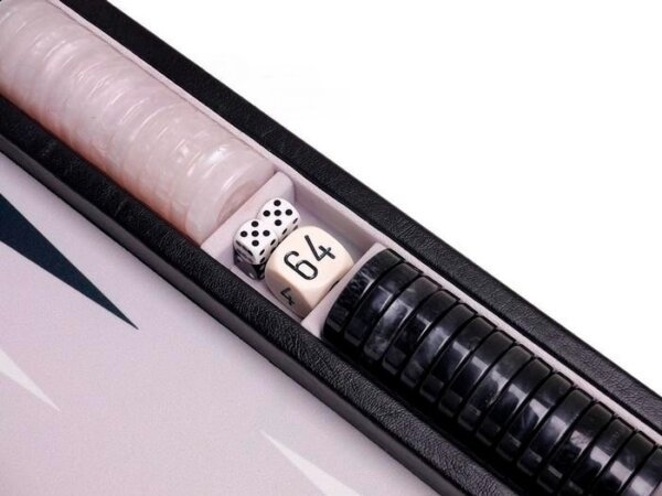 GammonVillage Tournament Backgammon Set - Club Class - Black Case with Grey Field - 2-inch Checkers - Image 5