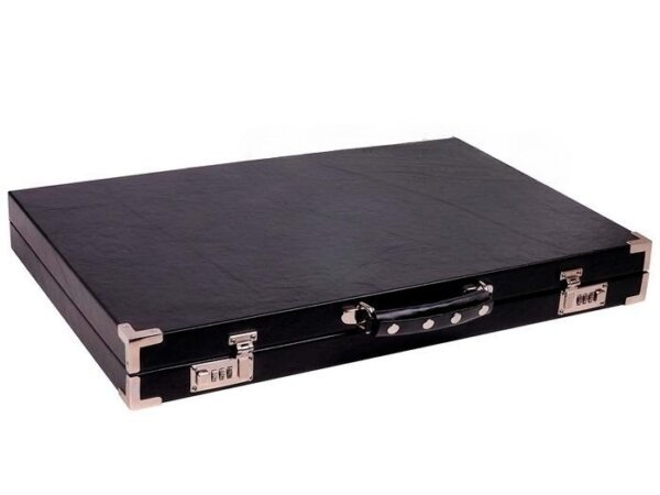 GammonVillage Tournament Backgammon Set - Club Class - Black Case with Grey Field - 2-inch Checkers - Image 6