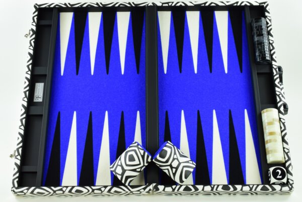 "Retro Blue" - Special Edition Blue-Black-White FTH Tournament Size Backgammon Board
