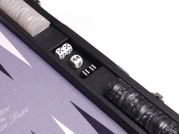 Hector Saxe Faux Leather Backgammon Set - Grey Field - Image 5