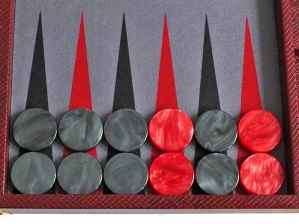 Hector Saxe Faux Snake Backgammon Set - Maroon - Image 3