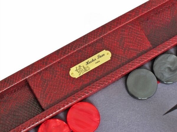 Hector Saxe Faux Snake Backgammon Set - Maroon - Image 4