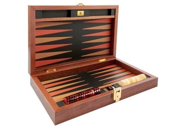 Zaza & Sacci® Folding Wood Backgammon Set - Model ZS-004 - Medium - Leather/Mahogany - Image 2