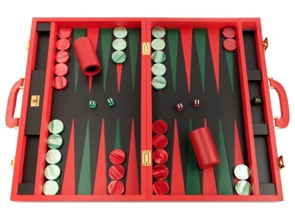 Zaza & Sacci® Leather Backgammon Set - Model ZS-501 - Medium - Red