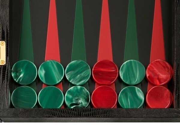 Zaza & Sacci® Leather Backgammon Set - Model ZS-612 - Large - Black Lizard II - Image 3