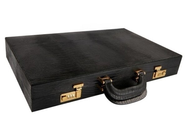 Zaza & Sacci® Leather Backgammon Set - Model ZS-612 - Large - Black Lizard II - Image 6