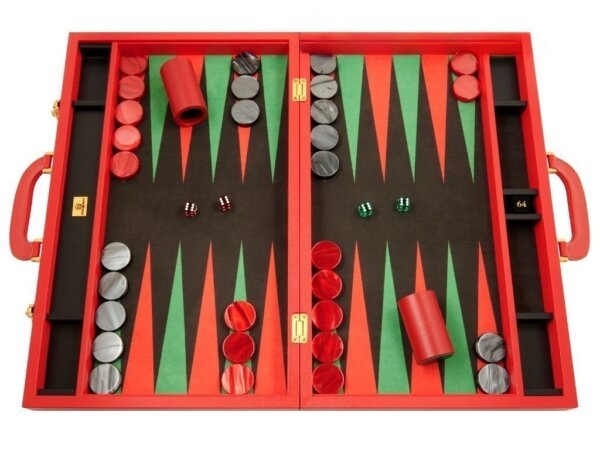 Zaza & Sacci® Leather/Microfiber Backgammon Set - Model ZS-760 - Large - Red