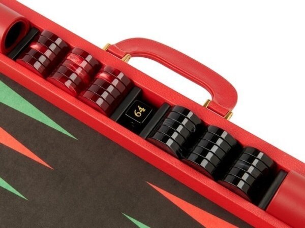 Zaza & Sacci® Leather/Microfiber Backgammon Set - Model ZS-760 - Large - Red - Image 5