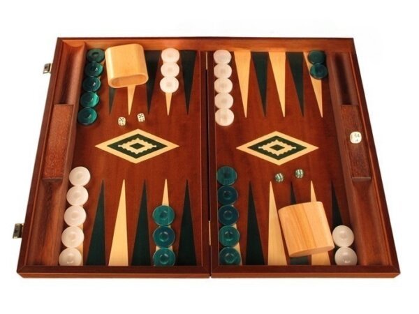 Mahogany Backgammon Set - Large - Green
