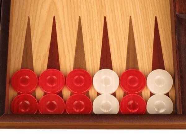 Oak Backgammon Set - Large - Red - Image 3