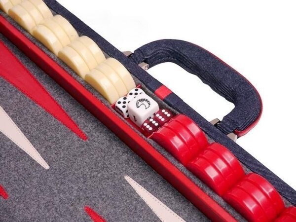 Aries™ Professional Backgammon Set - Denim Case with Grey Field - Image 5