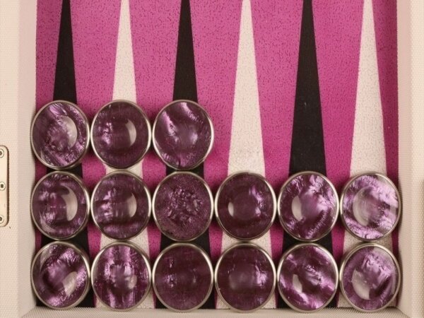 Chrome Rimmed Fingerdish Backgammon Checkers - Purple - ArtGammon