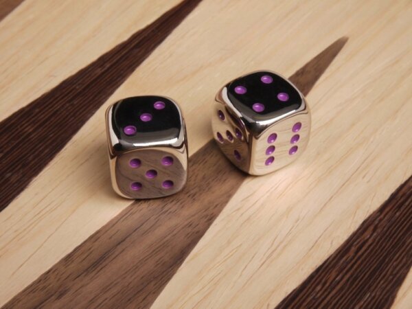 5/8 in. Zinc Alloy Metal Dice - Purple (1 pair)