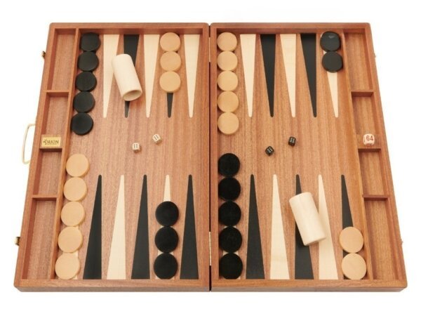 Solid Mahogany Backgammon Set with Racks