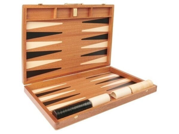 Solid Mahogany Backgammon Set with Racks - Image 3