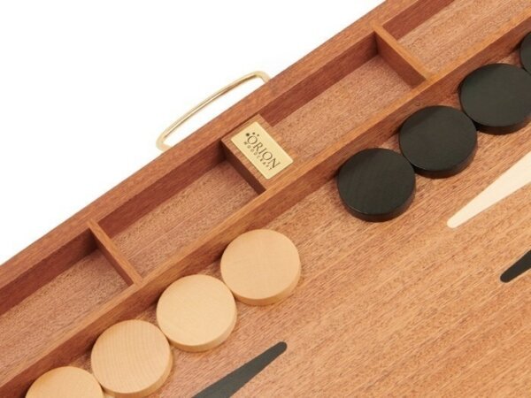 Solid Mahogany Backgammon Set with Racks - Image 5