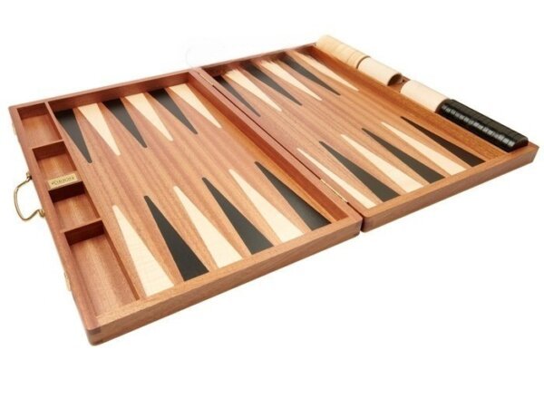 Solid Mahogany Backgammon Set with Racks - Image 6