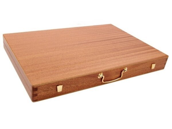 Solid Mahogany Backgammon Set with Racks - Image 2