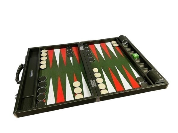 Tournament Size Green Color Carbon Fiber Backgammon Set - Image 3