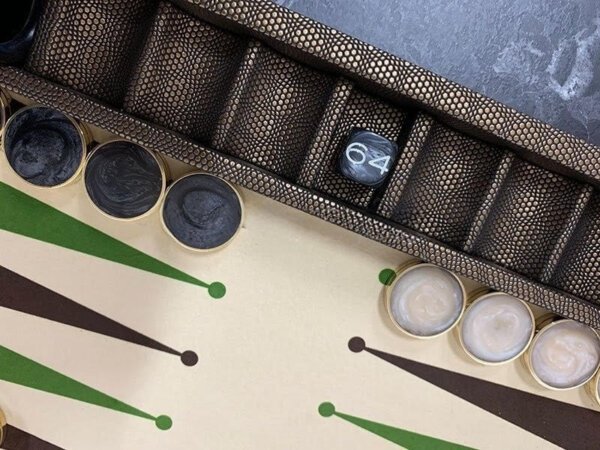 Travel Size Backgammon Board/40mm Brass rimmed Checkers - Image 6