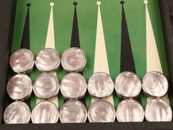 Chrome Rimmed Fingerdish Backgammon Checkers - White - ArtGammon
