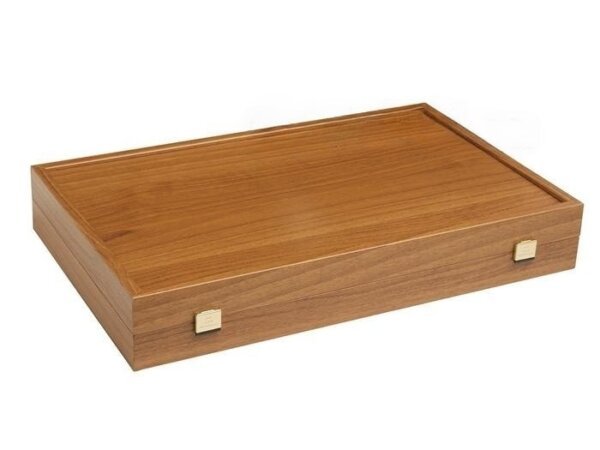 19-inch Wood Backgammon Set - Walnut with Side Racks - Image 5