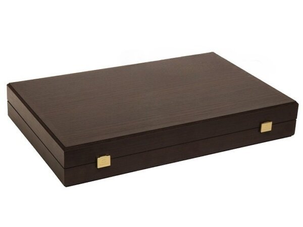 19-inch Wood Backgammon Set - Wenge with Brown Leatherette Field - Image 5