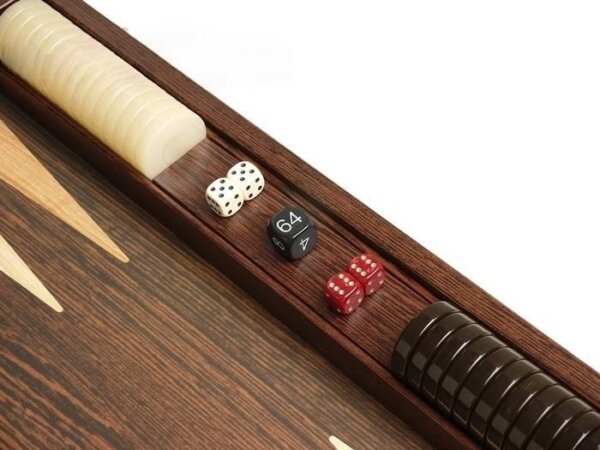 19-inch Wood Backgammon Set - Wenge with Side Racks - Image 3