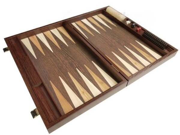 19-inch Wood Backgammon Set - Wenge with Side Racks - Image 4
