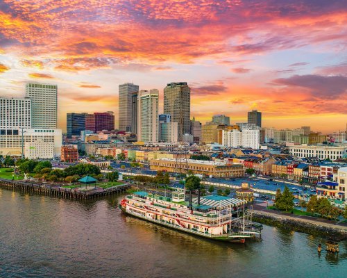 New Orleans Louisiana Downtown Drone Skyline Aerial