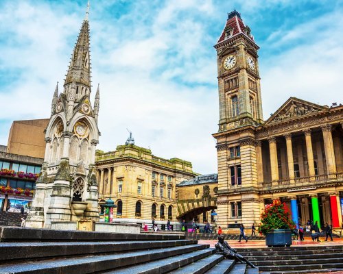 Memorial erected in Chamberlain Square in Birmingham, UK. City Council House