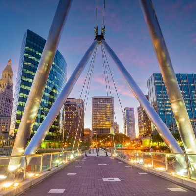 Skyline of downtown Hartford city, cityscape in Connecticut  in USA