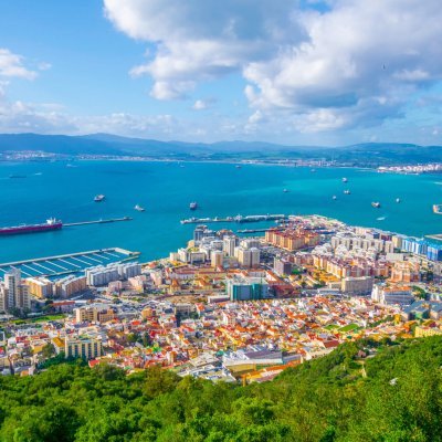 Aerial view of gibraltar taken from top of the upper rock.